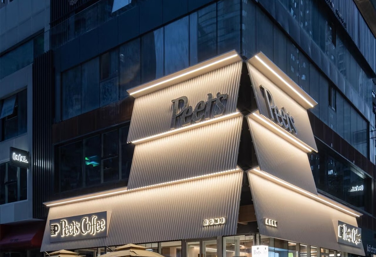 Aluminum ripple panel storefront facade application reference